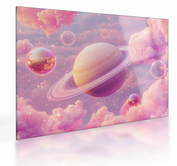 Tablou pe sticlă - Planetă roz (70x50 cm)