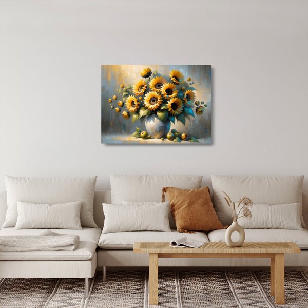 Tablou pe sticlă – Vază cu floarea-soarelui (70x50 cm)