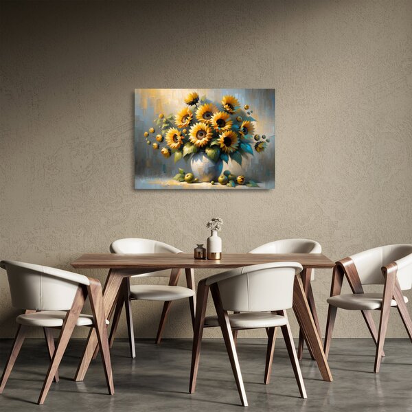 Tablou pe sticlă – Vază cu floarea-soarelui (70x50 cm)