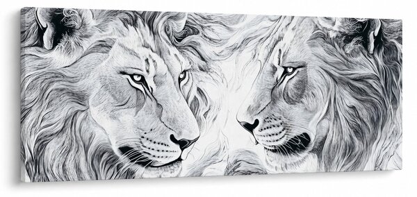 Tablou - Capete de lei desenate (120x50 cm)