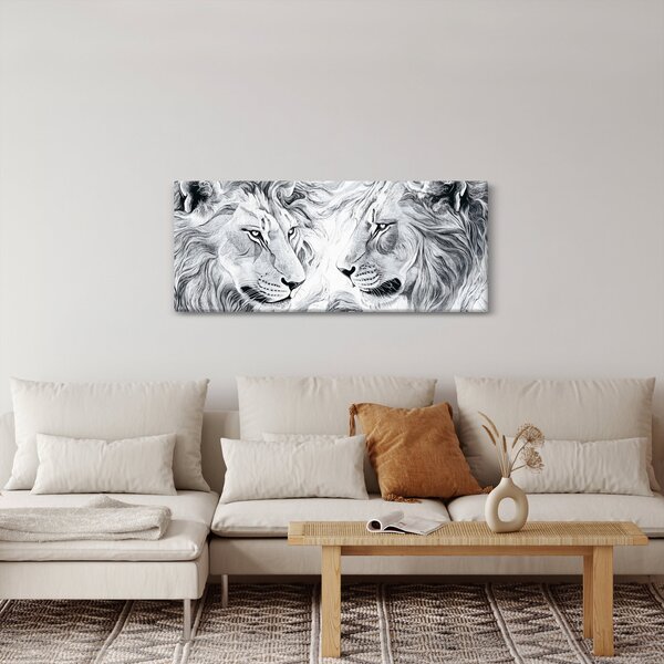 Tablou - Capete de lei desenate (120x50 cm)