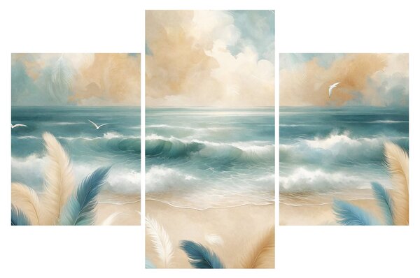 Tablou – Plajă pictată în culori delicate (90x60 cm)