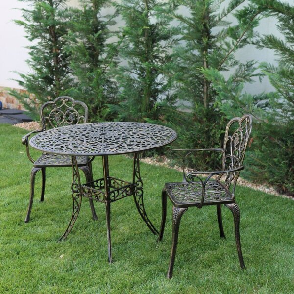 Set mobilier grădină din aluminiu cu 2 scaune Meda, negru-gold