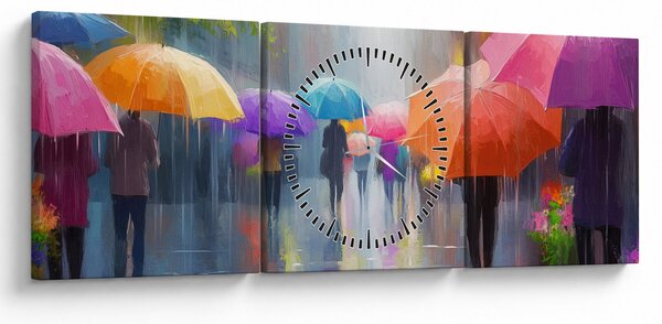 Tablou - Zi ploioasă (cu ceas) (90x30 cm)