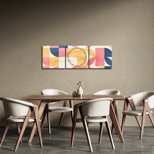 Tablou - Abstracție cu modele retro (cu ceas) (90x30 cm)