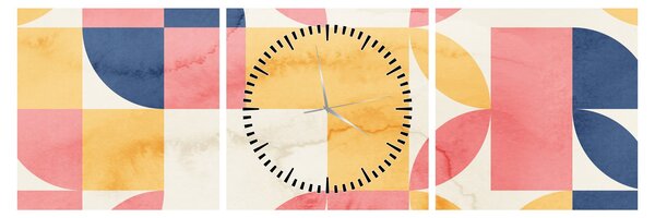 Tablou - Abstracție cu modele retro (cu ceas) (90x30 cm)