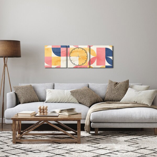 Tablou - Abstracție cu modele retro (cu ceas) (90x30 cm)