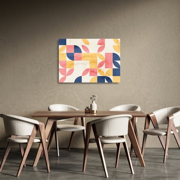 Tablou pe sticlă - Abstracție cu modele retro (70x50 cm)