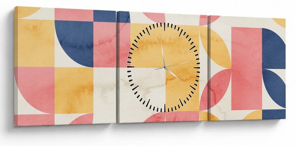 Tablou - Abstracție cu modele retro (cu ceas) (90x30 cm)