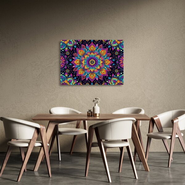 Tablou pe sticlă - Mandală caleidoscopică (70x50 cm)