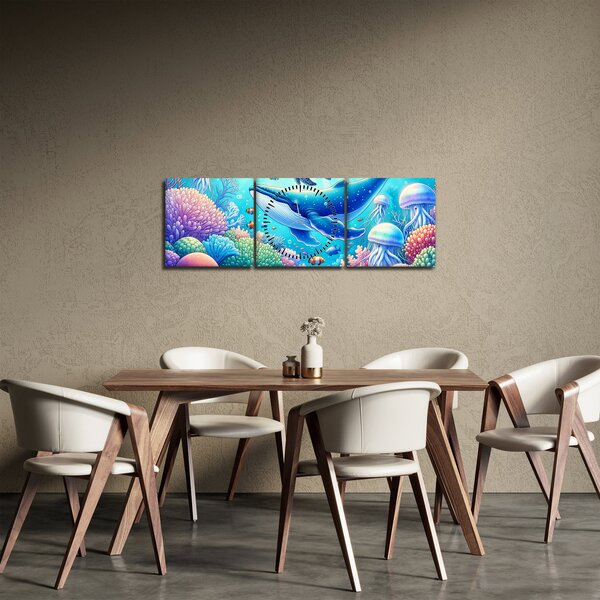 Tablou – Lume subacvatică (cu ceas) (90x30 cm)