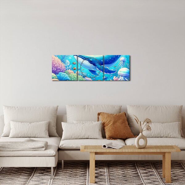 Tablou – Lume subacvatică (cu ceas) (90x30 cm)