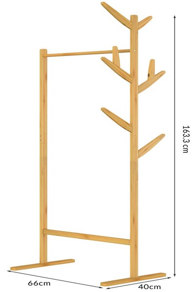 Suport de haine de bambus RADO, 66x40x163,3cm, maro Casaria