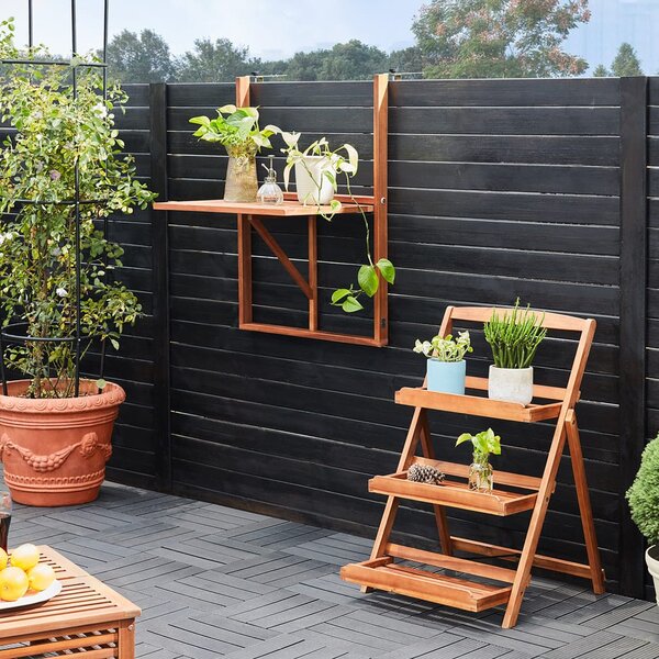 Masă suspendată pentru balcon HANS, 65x45x87cm, maro Casaria