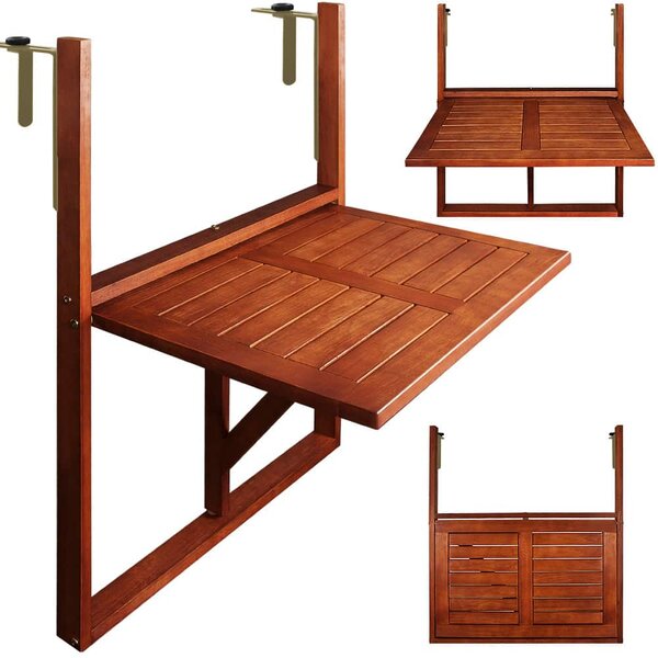 Masă suspendată pentru balcon HANS, 65x45x87cm, maro Casaria