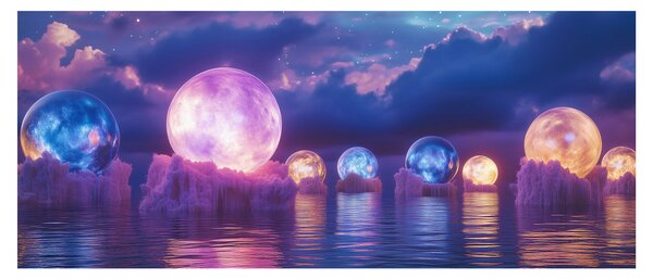 Tablou - Planete pe apă (120x50 cm)