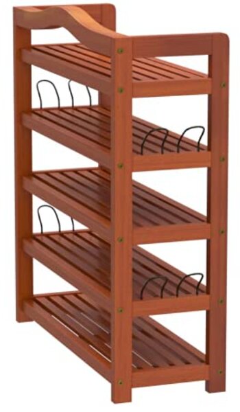 Casaria Raft pentru pantofi RUSTIC, 5 polițe, 75x26x82cm, maro natural