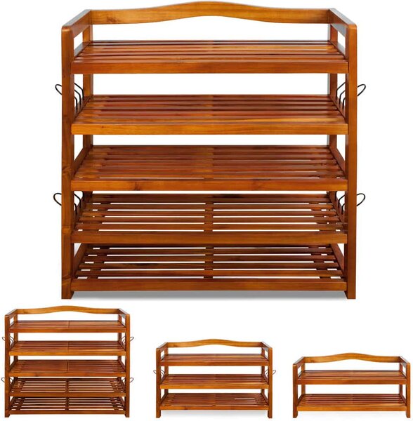 Casaria Raft pentru pantofi RUSTIC, 5 polițe, 75x26x82cm, maro natural
