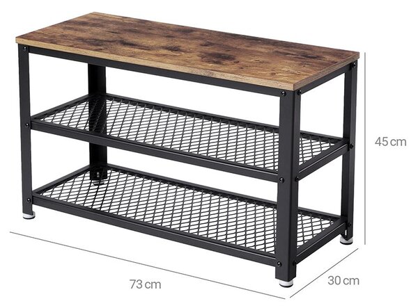 Bancă pentru hol cu spațiu pentru pantofi INDY, 73x30x45cm, maro/negru Vasagle