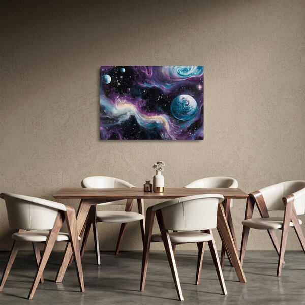 Tablou pe sticlă - Univers pictat (70x50 cm)