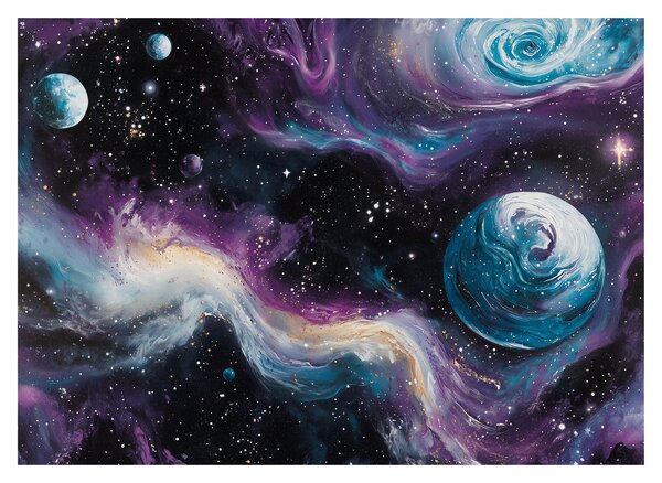 Tablou pe sticlă - Univers pictat (70x50 cm)
