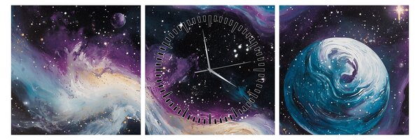Tablou - Univers pictat (cu ceas) (90x30 cm)