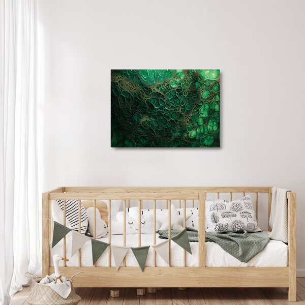 Tablou pe sticlă - Imagine microscopică verde (70x50 cm)