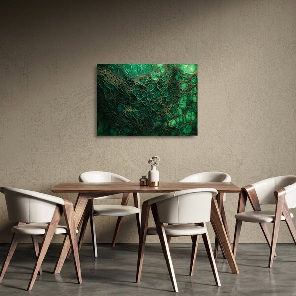 Tablou pe sticlă - Imagine microscopică verde (70x50 cm)