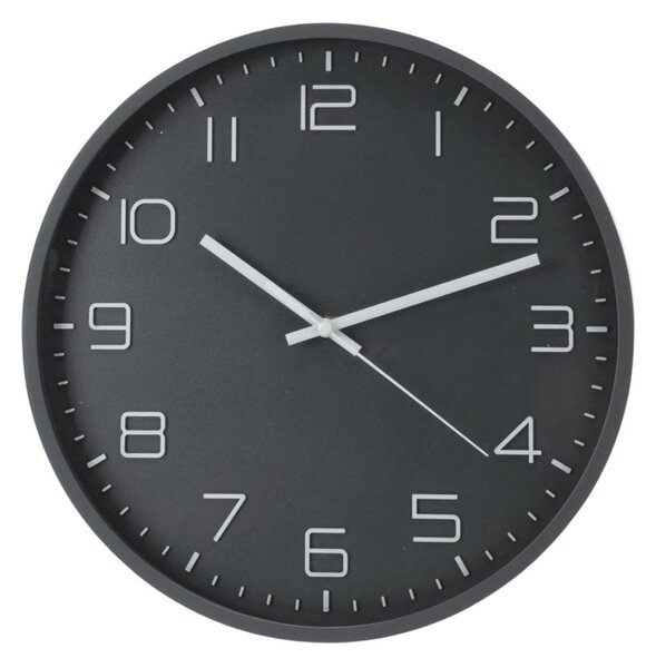 Ceas de perete antracit cu cifre albe 3D, 30 cm, design modern