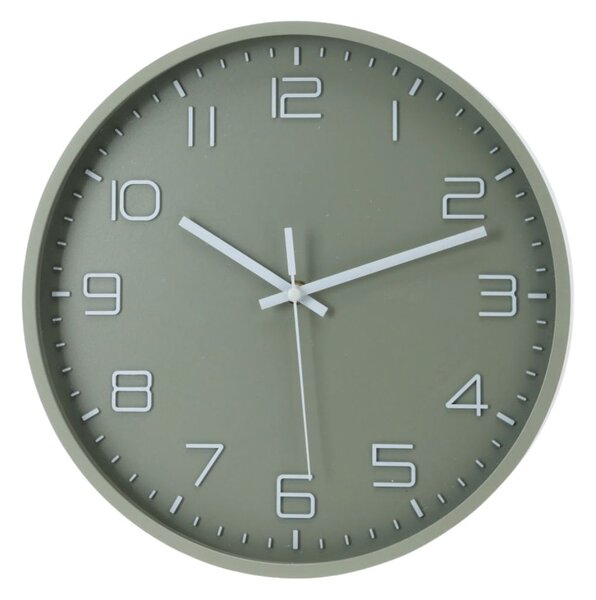 Ceas de perete kaki cu cifre albe 3D, 30 cm, design modern
