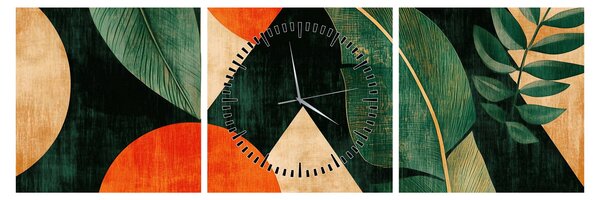 Tablou - Motive naturale geometrice II. (cu ceas) (90x30 cm)