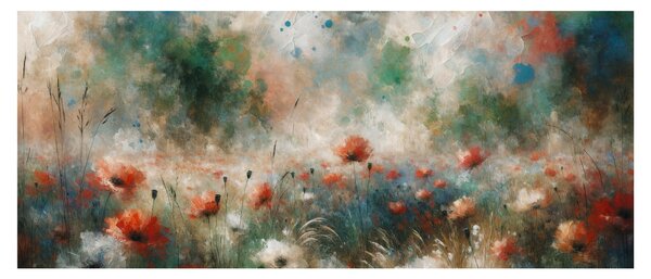 Tablou – Abstracție de câmp cu maci (120x50 cm)