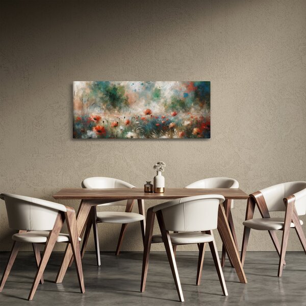 Tablou – Abstracție de câmp cu maci (120x50 cm)