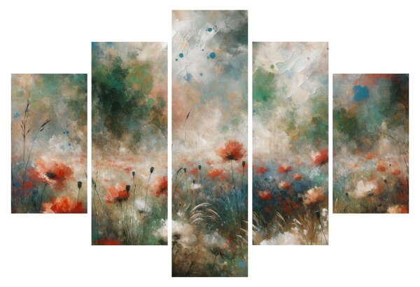 Tablou – Abstracție de câmp cu maci (150x105 cm)