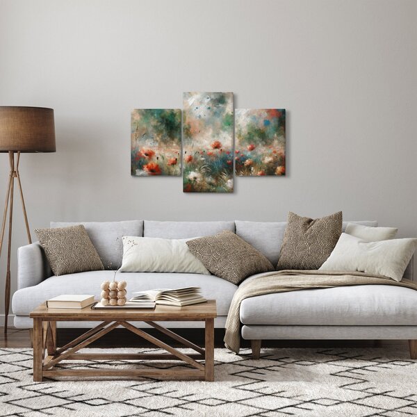 Tablou – Abstracție de câmp cu maci (90x60 cm)