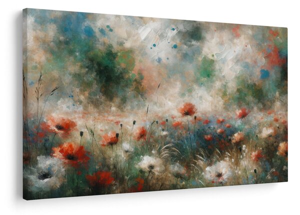 Tablou – Abstracție de câmp cu maci (90x60 cm)