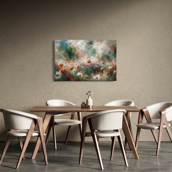 Tablou – Abstracție de câmp cu maci (90x60 cm)