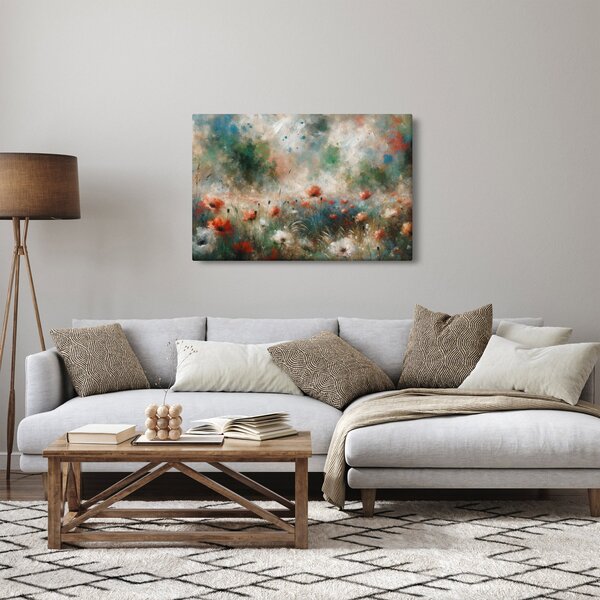 Tablou – Abstracție de câmp cu maci (90x60 cm)