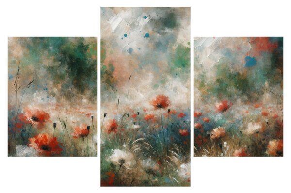 Tablou – Abstracție de câmp cu maci (90x60 cm)