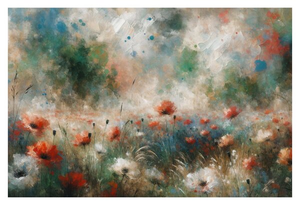 Tablou – Abstracție de câmp cu maci (90x60 cm)
