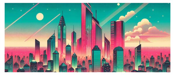 Tablou – Metropolă în stil pop-art (120x50 cm)