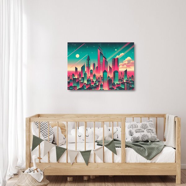 Tablou pe sticlă – Metropolă în stil pop-art (70x50 cm)