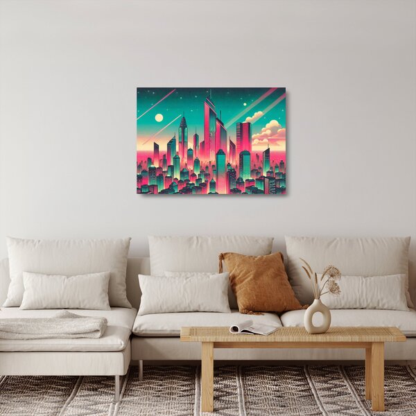Tablou pe sticlă – Metropolă în stil pop-art (70x50 cm)