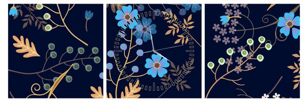 Tablou - Flori de toamnă (cu ceas) (90x30 cm)