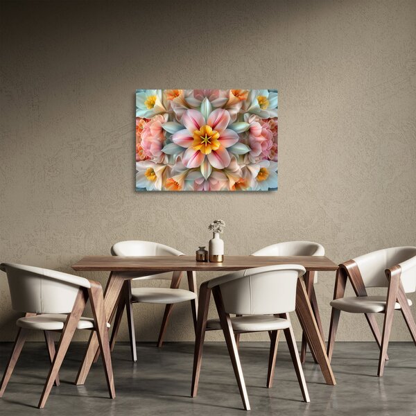 Tablou pe sticlă - Floare caleidoscopică (70x50 cm)