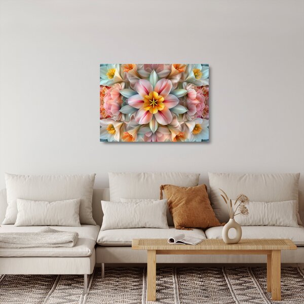 Tablou pe sticlă - Floare caleidoscopică (70x50 cm)