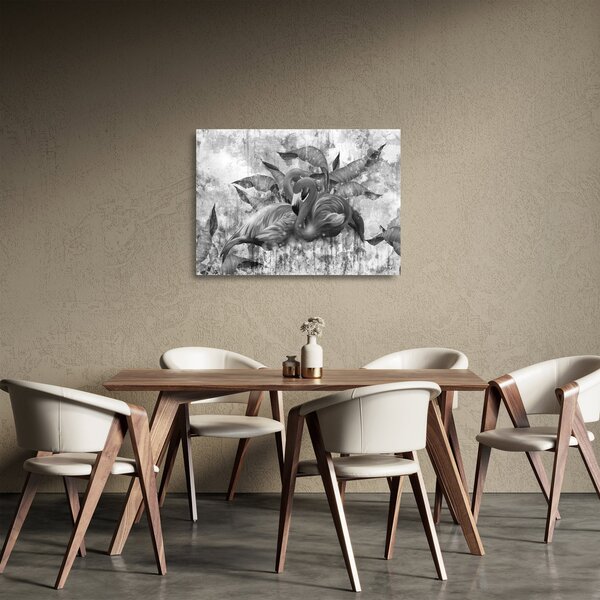 Tablou pe sticlă - Graffiti cu flamingo (70x50 cm)