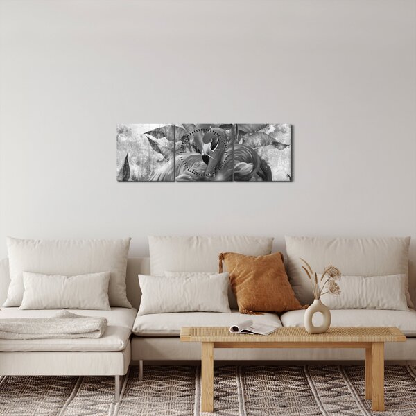 Tablou - Graffiti cu flamingo (cu ceas) (90x30 cm)