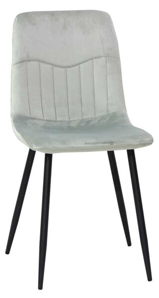 Scaun Bucatarie Darien Gri, tapitat cu material textil catifelat, picioare metalice negre, 88x44 cm