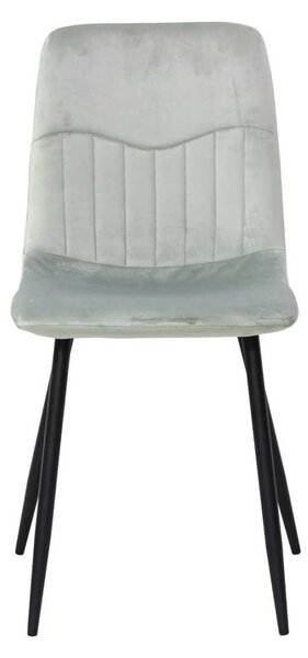 Scaun Bucatarie Darien Gri, tapitat cu material textil catifelat, picioare metalice negre, 88x44 cm